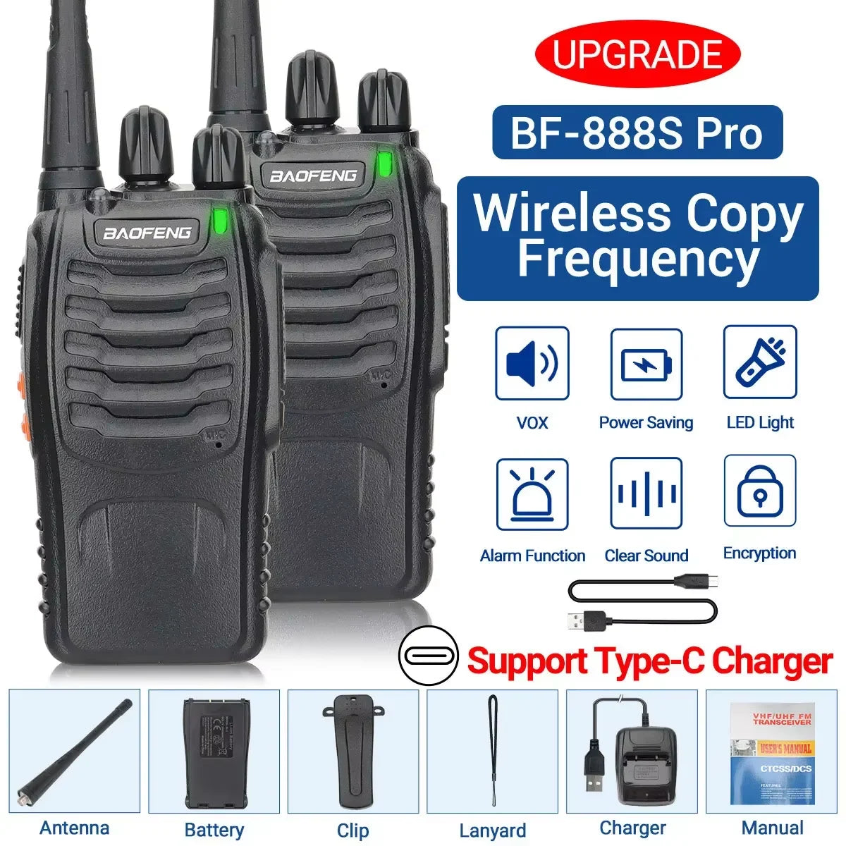 Baofeng BF-88E Walkie Talkie Wireless Copy Frequency Long Range UHF 400-470MHz Portable Ham Two Way Radio for Hunting