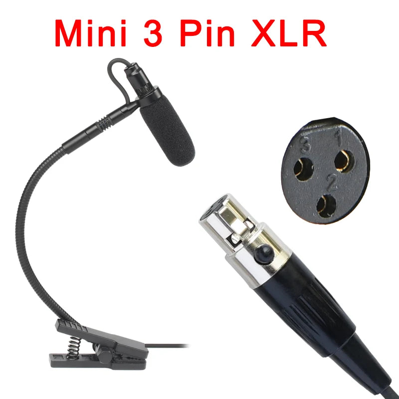3 Pin 4 PIN Mini XLR Saxophone Microphone Supercardioid 3.5mm Trumpet Music Wind Instrument Sax Mic Horn IM-20