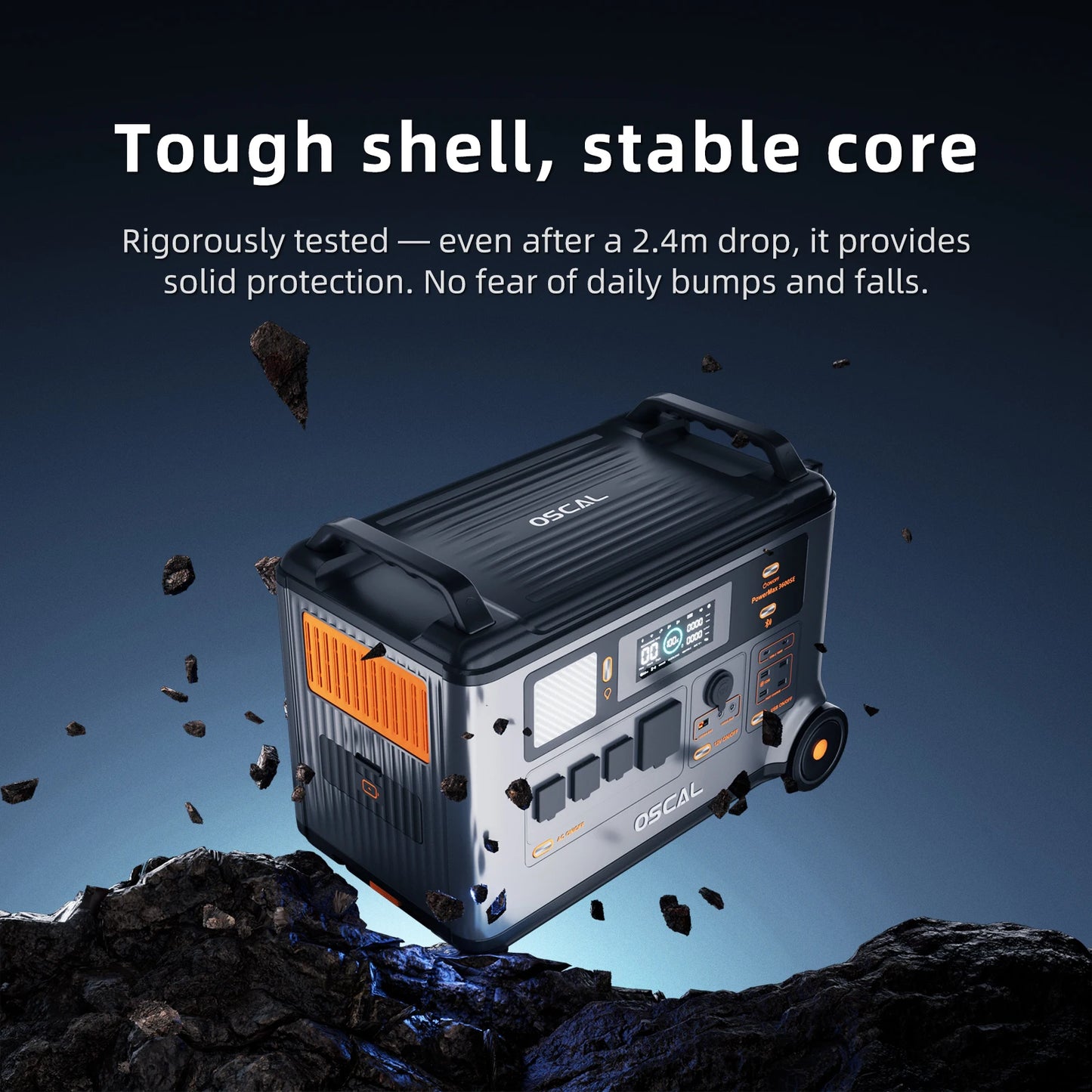 OSCAL PowerMax 3600SE Portable Power Station, 3600Wh LiFePO4 Battery, Solar Generator optional 400W Solar Panel, 3600W (Surge 7200W) Fast charging Home Backup Battery, Power Supply for Camping, RV