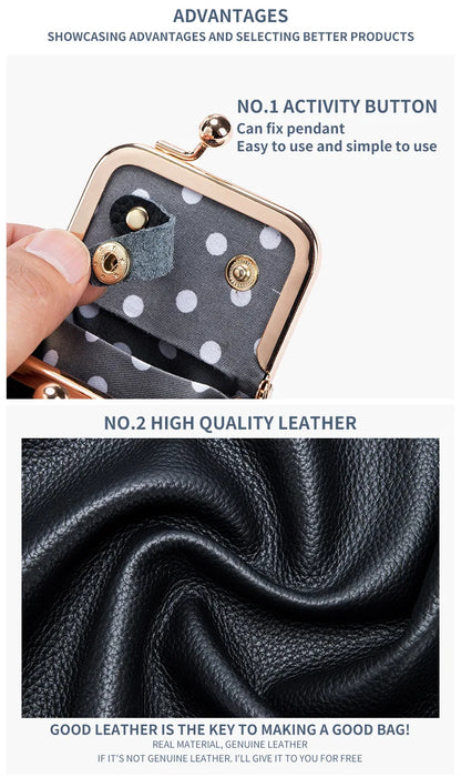 Women Wallets Small Genuine Leather Jewelry Bag Mini Headphone Bag Ring Necklace Earring Accessory Box Storage Bag Coin Purse