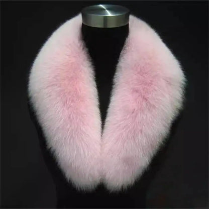 Natural Color Raccoon Fox Real Fur Collar Scarf Genuine Big Size Scarves Warp Shawl Neck Warmer Stole Muffler with Clip Loops #6