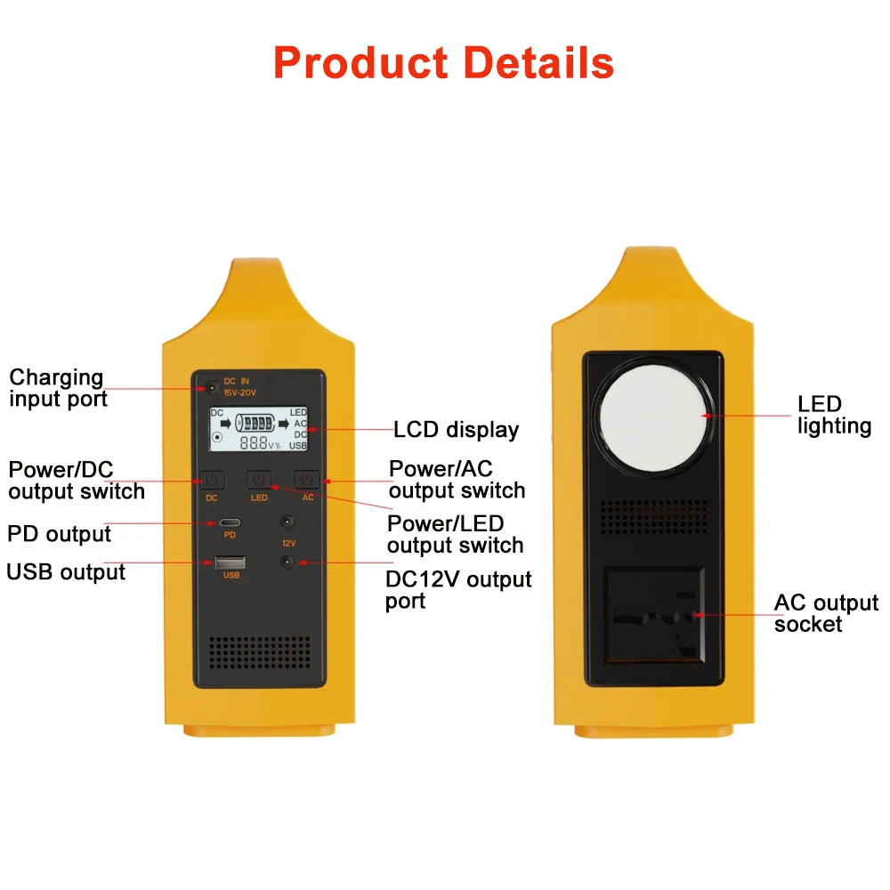 jsdsolar 100W Portable Solar Power Station Generator Output AC 220V 110V LiFePO4 Power Bank UPS Power Plant For Outdoor Camping