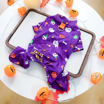 Girl Halloween Pajamas Apparel For Small Dogs Chest Closed Pet Indoor Home Wear Clothes Overall Tracksuit Chihuahua Yorkshire