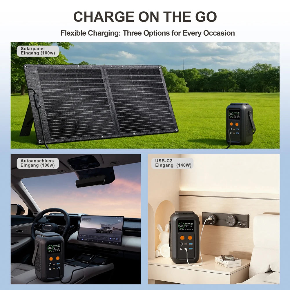 CTOLITY AXP200 200W Portable Solar Generator 192Wh Power Station Lifepo4 Battery Camping Power Bank Emergency Supply 140W PD