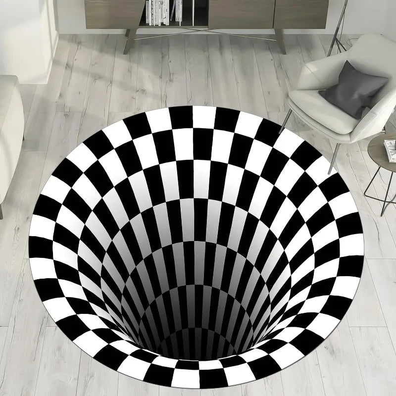 3D Vortex Rug Illusion Rug Optical Illusion Round Carpet Popular Rug Home Decor Living Room Rugs Cool Mat Housewarming Gift