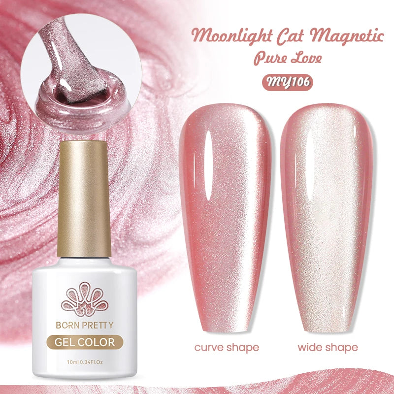BORN PRETTY 10ml Cat Magnetic Gel Nail Polish Moonlight Glass Bead Water Light Crystal Soak Off UV Varnish For DIY Nail Art