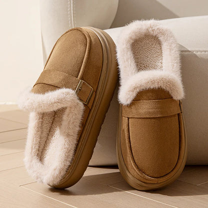 Casual Women's Home Slippers Winter Plush Luxury Designer Woman Shoes Indoor Fluffy Platform Fuzzy Fur Slides Elegant Flats Warm
