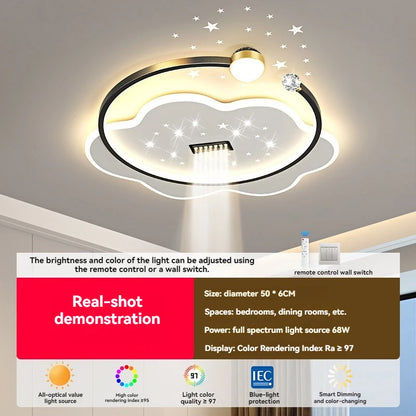 LED Ceiling Light with Spotlights Dimmable Remote Control Modern Living Room Lamp Fandelier Chandelier Smart Lighting