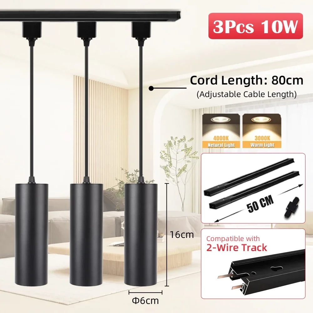 LED Track Pendant Lights 110-265V Chandelier Kitchen Led Ceiling Spotlight Dining Room Hanging Lamps For Living Room Home Decor