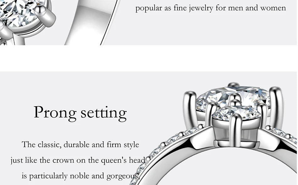 PERFANY 1.3CT Moissanite Ring for Women S925 Pure Silver Crown Double Layer Design Laboratory Diamond Wedding Luxury Jewelry