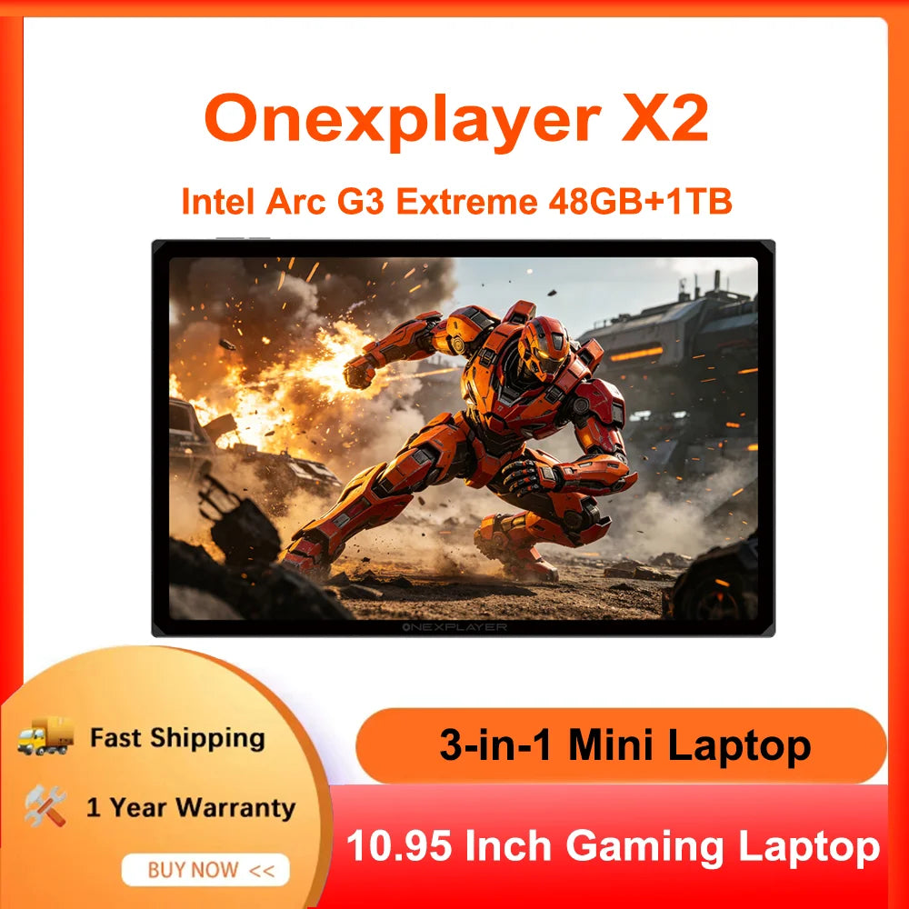 OneXPlayer X2 3-in-1 Handheld Game Console Tablet Laptop Intel Arc G3 Extreme 48GB+1TB SSD 10.95 Inch 120Hz Touch IPS Windows11