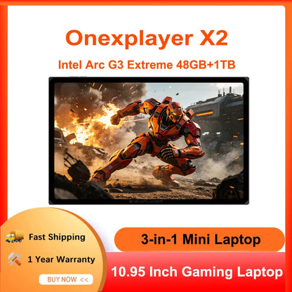 OneXPlayer X2 3-in-1 Handheld Game Console Tablet Laptop Intel Arc G3 Extreme 48GB+1TB SSD 10.95 Inch 120Hz Touch IPS Windows11