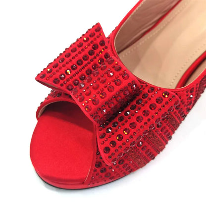 Mature Sweet 2024 Super Heels Peep Toe Ladies Slipper Shoes with Bag Set in Blue Color For Nigerian Women Wedding Party