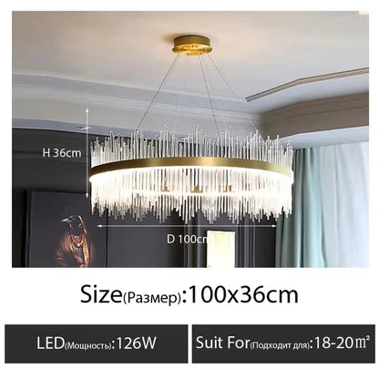 Modern Luxury Crystal Ceiling Chandelier Stainless Steel Living Room Lights Home Decor Dining Room Pendant Lamp Interior Bedroom