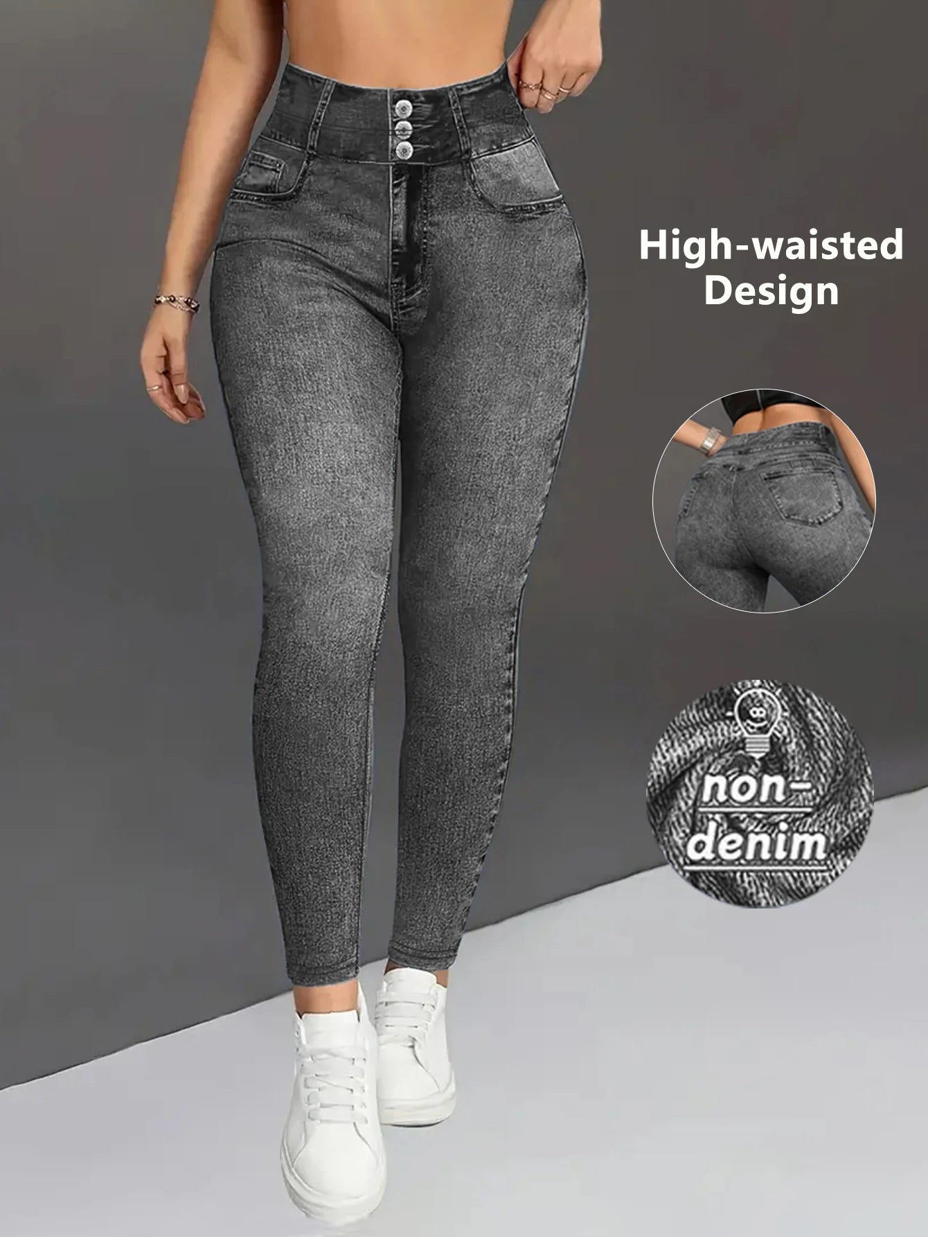 Women's Imitation Comfortable Tummy Control Fitness Gym Yoga Pants Daily Wear Tummy Control Hip Lifting Skinny Yoga Pants