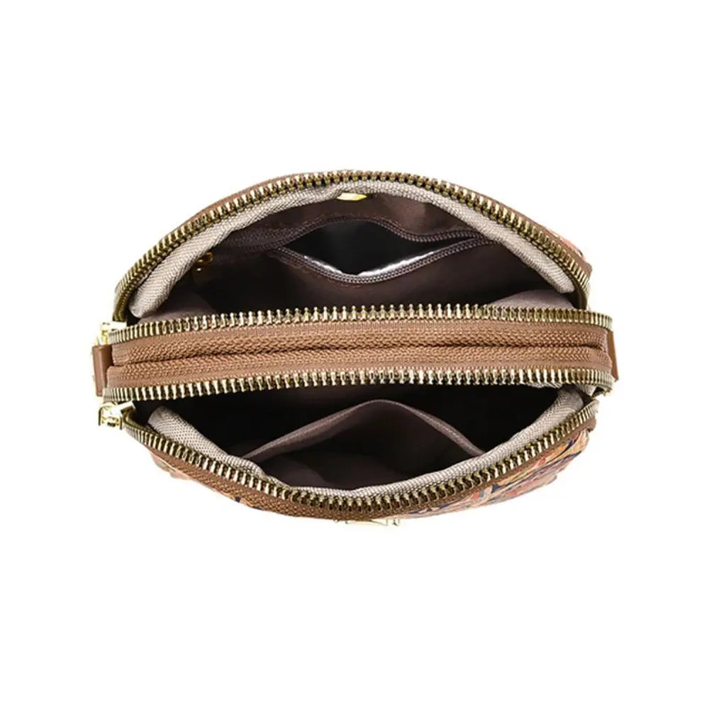 Women Fashion Bohemian Style Printed Phone Bag Ethnic Style PU Leather Single Shoulder Bag Luxury Versatile Handbag For Ladies