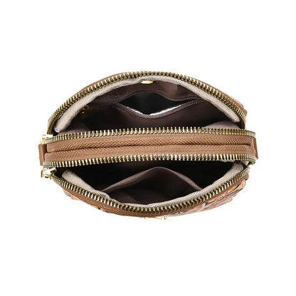 Women Fashion Bohemian Style Printed Phone Bag Ethnic Style PU Leather Single Shoulder Bag Luxury Versatile Handbag For Ladies