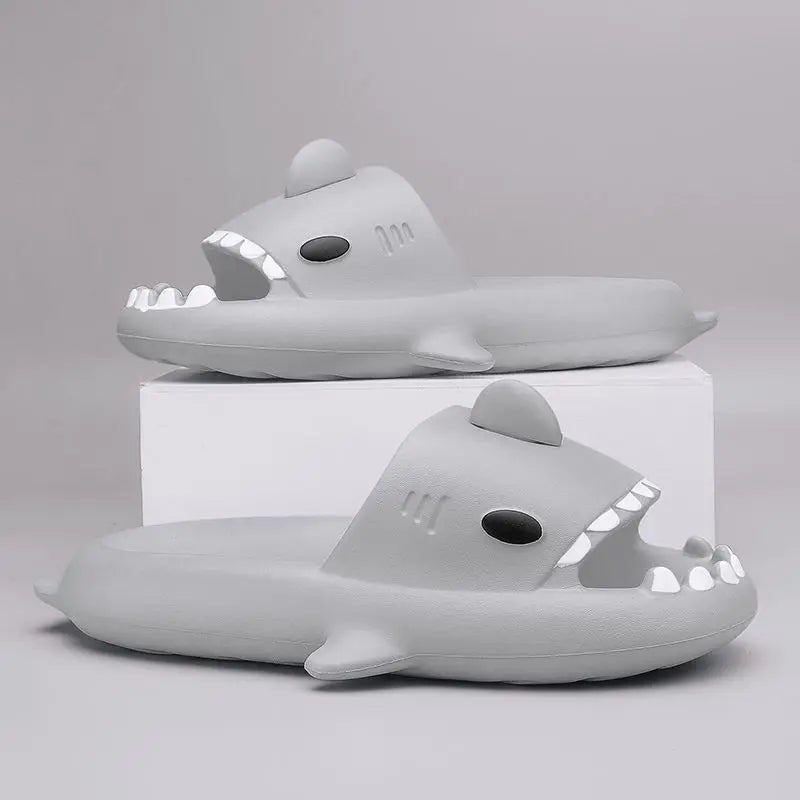 2024 Men EVA Shark Sandals Women Outdoor Beach Thick Soled Slippers Adult Non-slip Summer Slides Couple Cute Solid Color Shoes