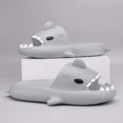 2024 Men EVA Shark Sandals Women Outdoor Beach Thick Soled Slippers Adult Non-slip Summer Slides Couple Cute Solid Color Shoes