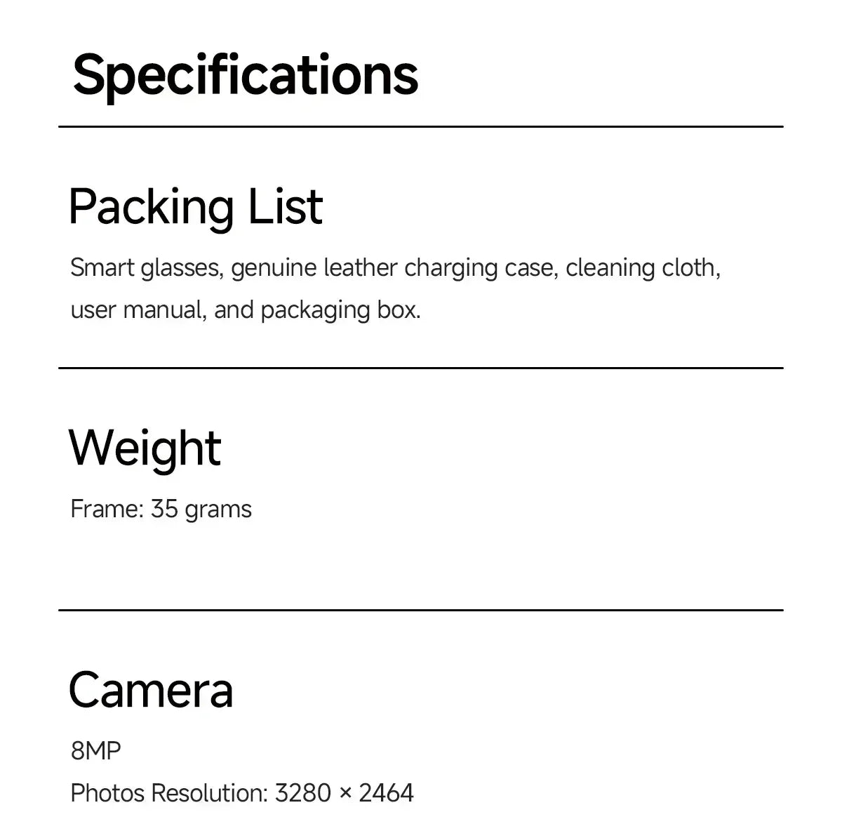 2026 Smart Glasses Genuine Leather 8MP HD Lens 2000Mah Charging Case BT Call 3D Music AI Voice Wake-up AI Translation