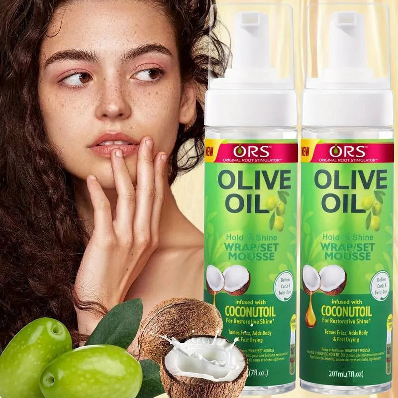 Curly Hair Mousse（207ml) For Wigs Strong Hold Olive Oil Hair Styling Mousse Anti-Frizz Hair Foam Mousse For Styling Hair Women