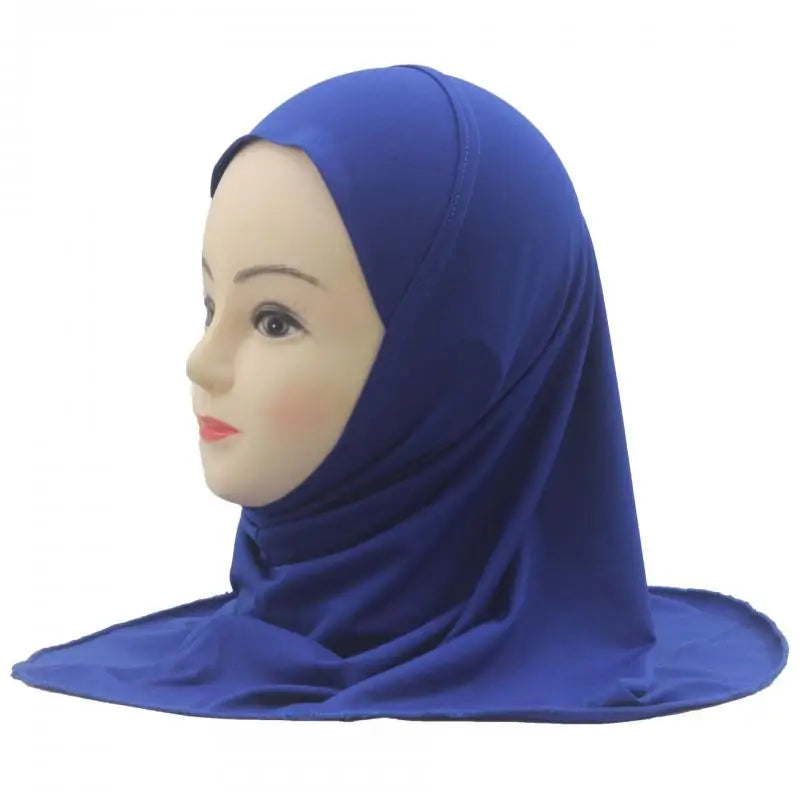 Kids Islamic Hijab Arab Girls Muslim Turban Scarf Shawls Cap Solid Color Fit 2-6 Years Old Children Wear Directly Instant Hijab