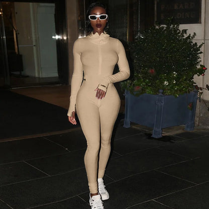 Fashion Workout Active Wear Ribbed Rompers Womens Jumpsuit Long Sleeve Fitness Embroidery Lucky Label Letter Zipper Jumpsuits