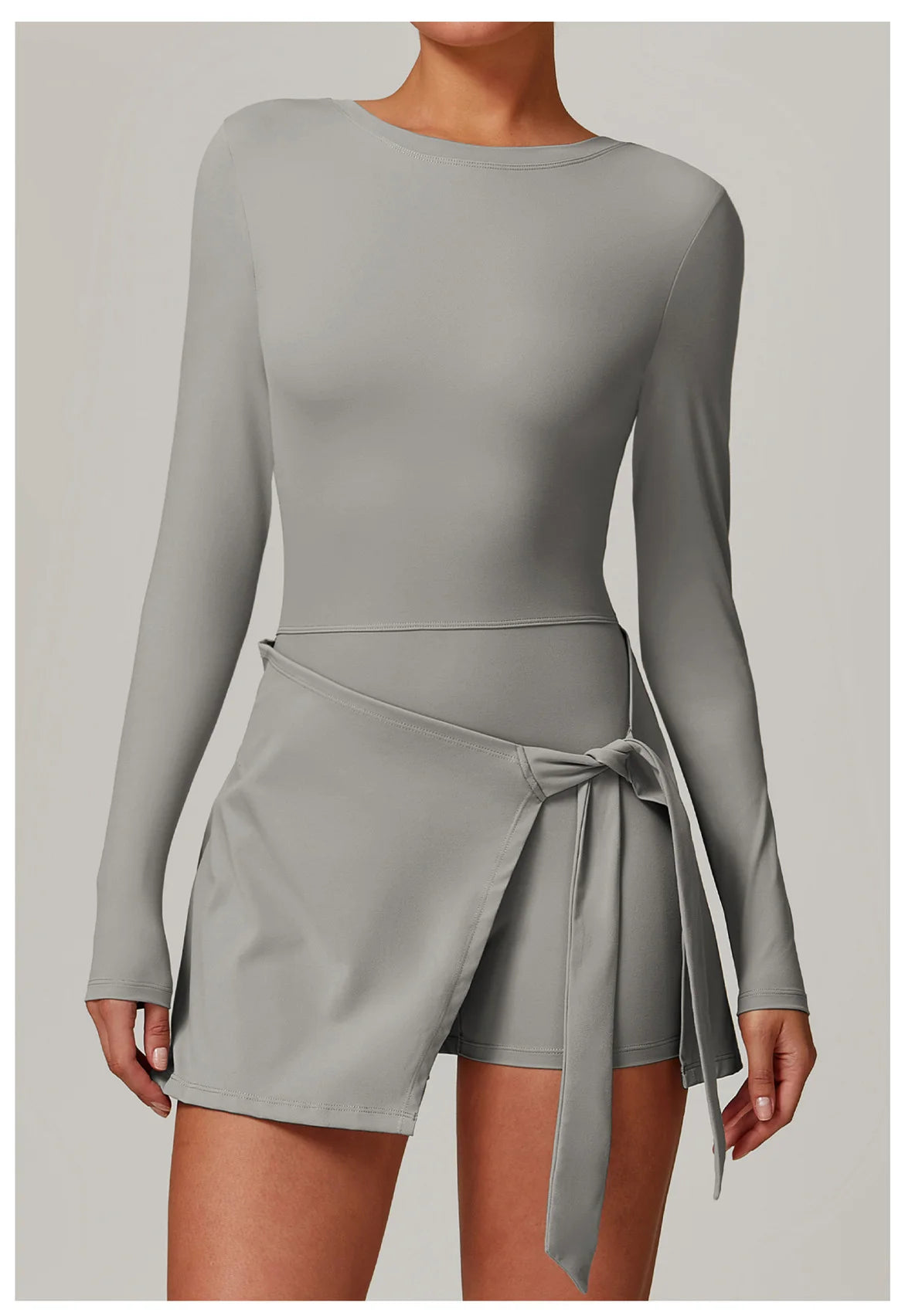 Romper Backless Set Long Sleeved Gym Sports Fitness Bodysuit Siamese Sportswear Women Clothes Jumpsuit Skirt Playsuit Yoga Suit