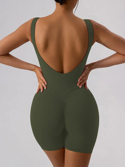 GACVGA Yoga Tracksuit Playsuit One Piece Sexy Fitness Rompers Workout Clothes Women Gym Sport Buttock Active Jumpsuit