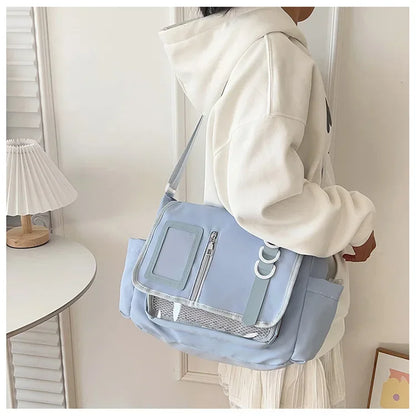 Y2K Japanese Harajuku School Bags for Girls New Transparent Itabag Shoulder Crossbody Bag DIY Badges Display Plate Ita Bag