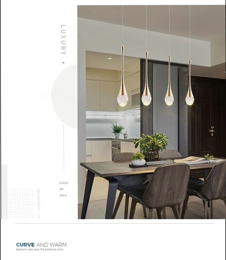 Modern Bubble Crystal Pendant Lights Indoor Hanging Lamp For  Kitchen Island Dining Living Room Bar Cafe Pendant Lamp Home Decor