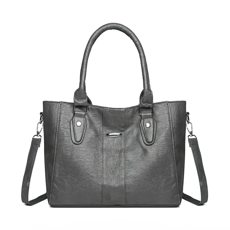 New Soft Leather Handbag For Women Vintage Shoulder Tote Bag Luxury Designer Ladies Large Capacity Purse Commute Bags Sac A Main