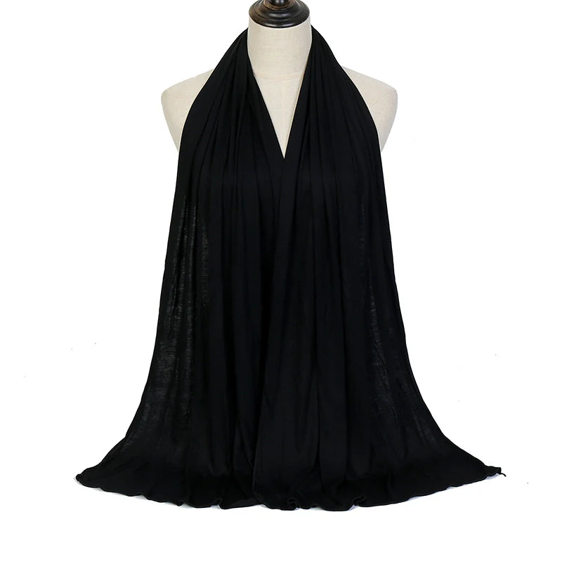 Premium Modal Cotton Jersey Hijab Scarf Long Muslim Shawl Plain Soft Turban Tie Head Wraps For Women Africa Headband 170x60cm