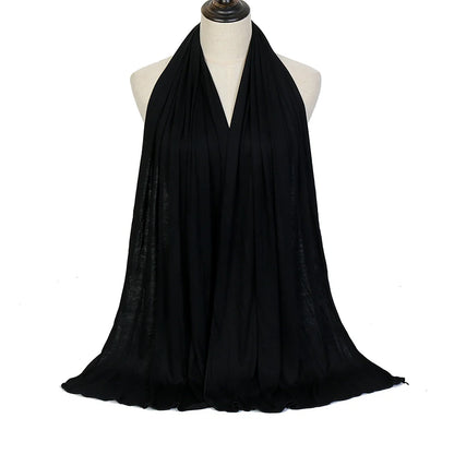 Premium Modal Cotton Jersey Hijab Scarf Long Muslim Shawl Plain Soft Turban Tie Head Wraps For Women Africa Headband 170x60cm