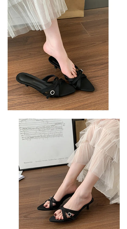 Sexy High Heels Slippers Pointed Toe Heels Shoes for Woman Sandals Luxury Dress Slides Elegant Pumps Party Mujer Flip Flops