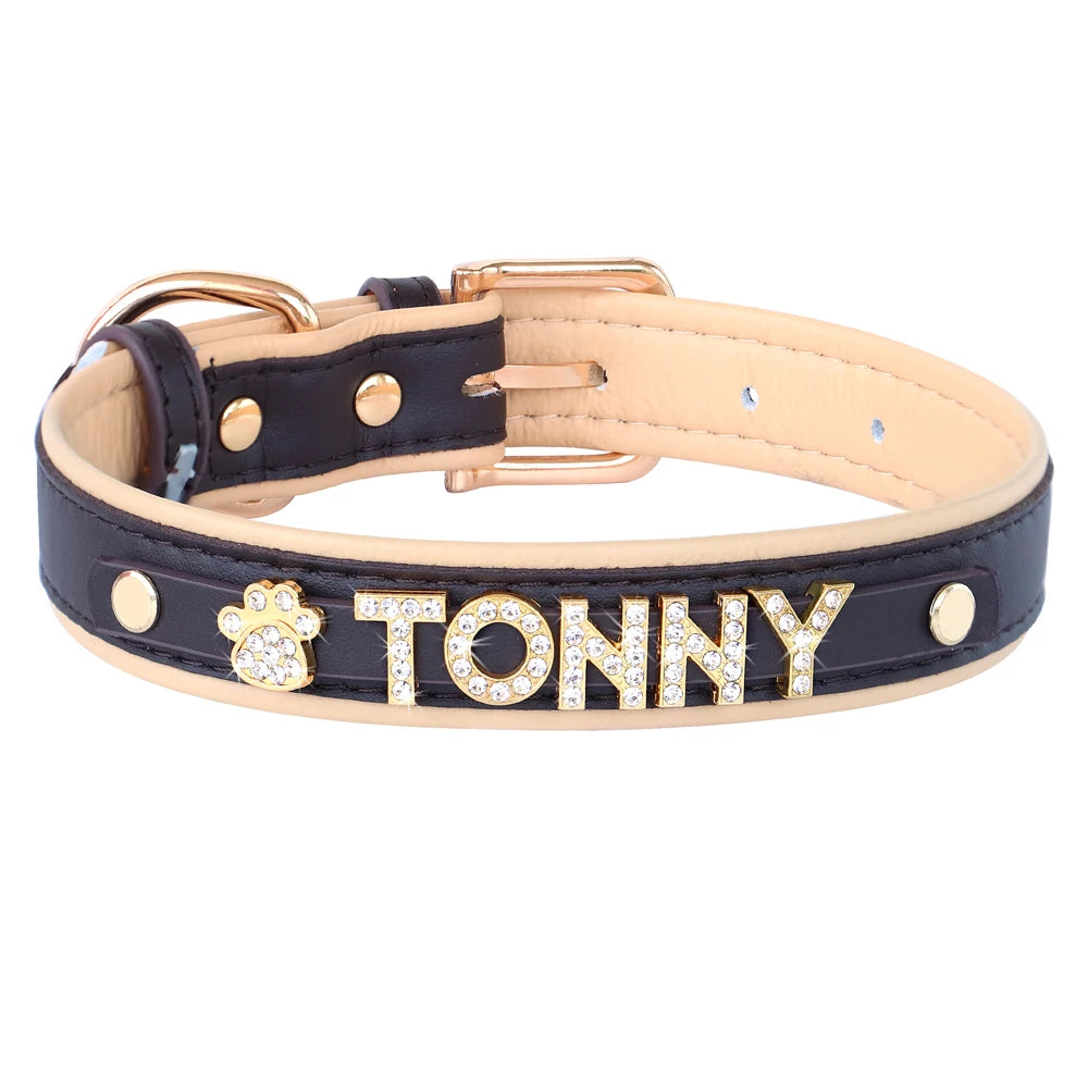 Personalized Small Dogs Chihuahua Collar Bling Rhinestone Dog Collars Free Custom Pet Dogs Cats Name Charms Pet Accessories