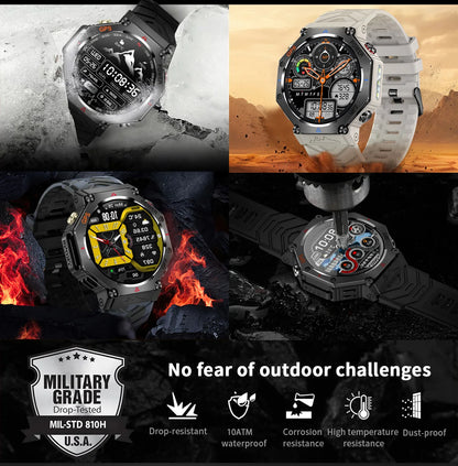 New Military Real GPS Smart Watch Men 10ATM IP69K Waterproof Swim Sports Watches Flashlight Bluetooth Call AMOLED HD Smartwatch