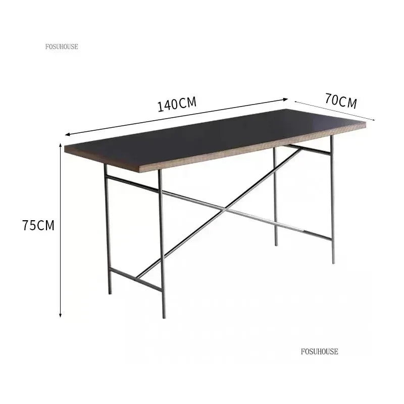 Office Furniture Stainless Steel Leg Rectangular Desks Solid Wood Office Computer Desk For Conference Room Writing Study Table g