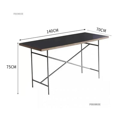 Office Furniture Stainless Steel Leg Rectangular Desks Solid Wood Office Computer Desk For Conference Room Writing Study Table g
