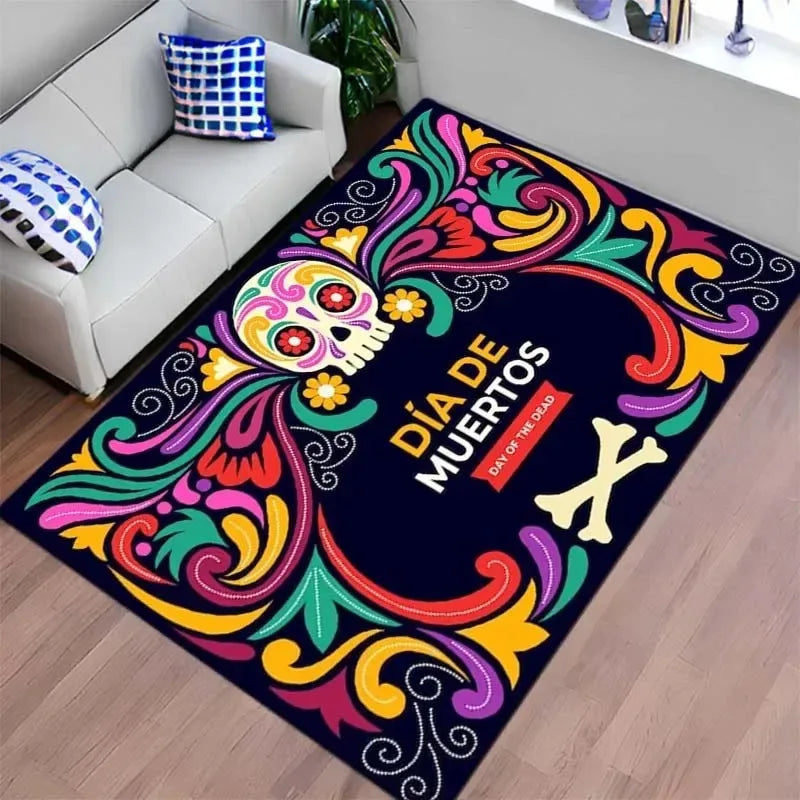 Mexican Day of The Dead Carpet for Living Room Sofa Table Large Area Rugs Bedroom Bedside Floor Mat Halloween Decorations