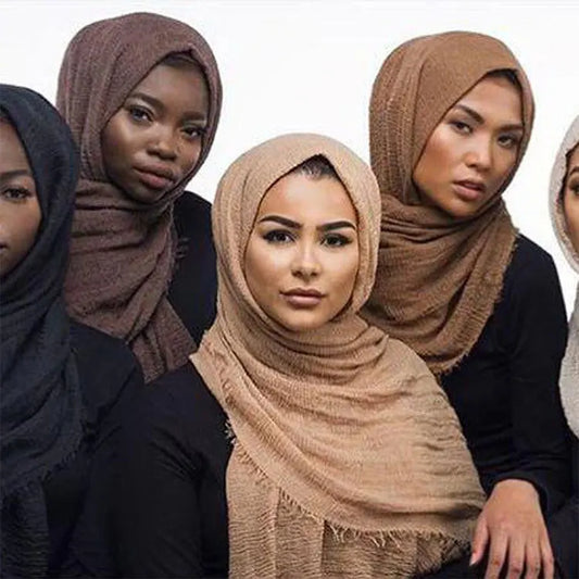 12pcs/lot Plain Wrinkle Wrap Cotton Viscose Long Shawl Scarf Women Crinkle Hijab Shawl Muslim Head Hijab scarf wholesale