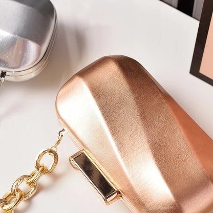 Golden Bag Ladies Oval Designer Luxury Handbags Irregular Dress Purse Fashion Buckle Party Women's Clutch Brand Cross Body Bag
