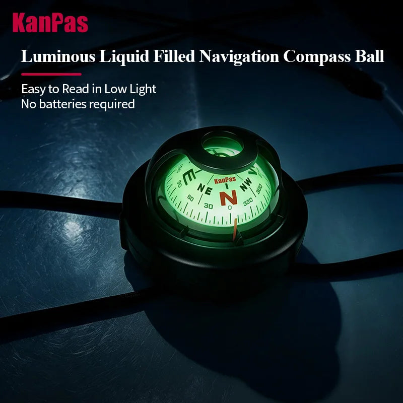 KANPAS Kayak Compass, Luminous Marine Compass for Boat Canoe SUP Jet Ski, Battery-Free Night Reading Navigation Compass V-55K