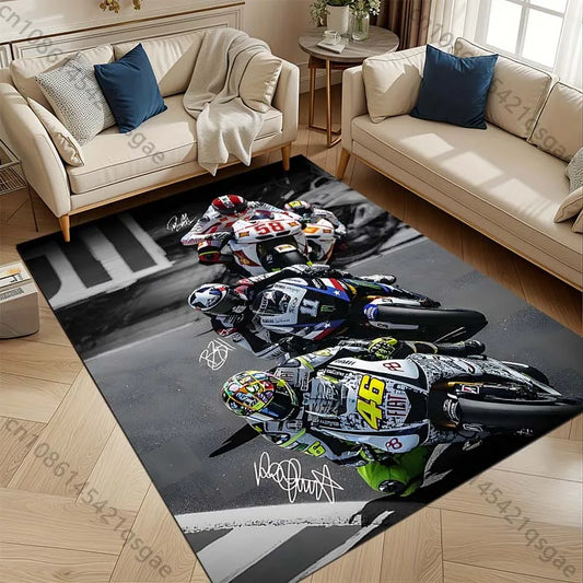 Multiple sizes Motorcycle Racing Print Carpet for Living Room Bedroom Sofa Home Decor Non-slip Mat Luxury Gift
