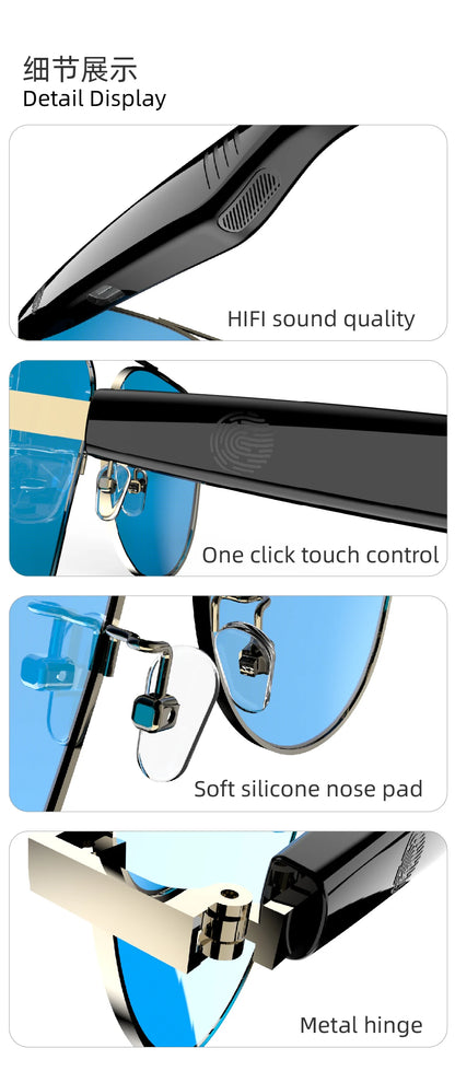Smart Wireless Bluetooth Glasses Fashion Anti-Blue Light Glasses Multi-functional Music Playback Phone Answering Touch Operation