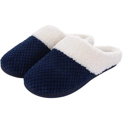 Comwarm Winter Warm Cotton Slippers For Women Men Flats Soft Non-slip Fluffy Shoes Design Slides Couple Indoor House Slippers