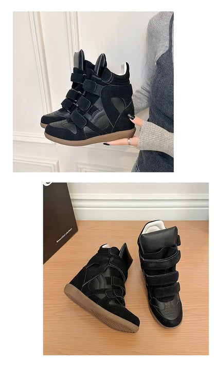 2026 Summer New Invisible Height-Boosting Color-Block Retro Versatile Sporty Casual High-Top Shoes for Women