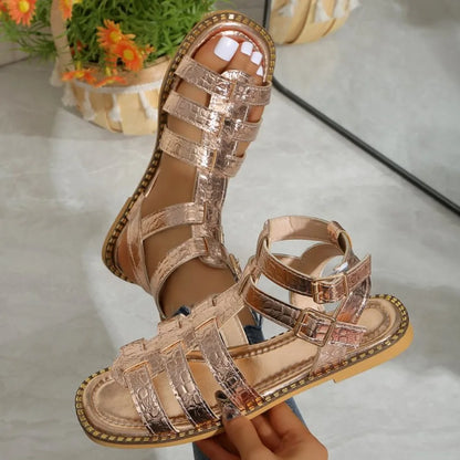 Summer New Roman Style Ankle Strap Women's Sandals Fashion Hollow Solid Casual Lightweight Comfort Women Shoes Zapatos De Mujer