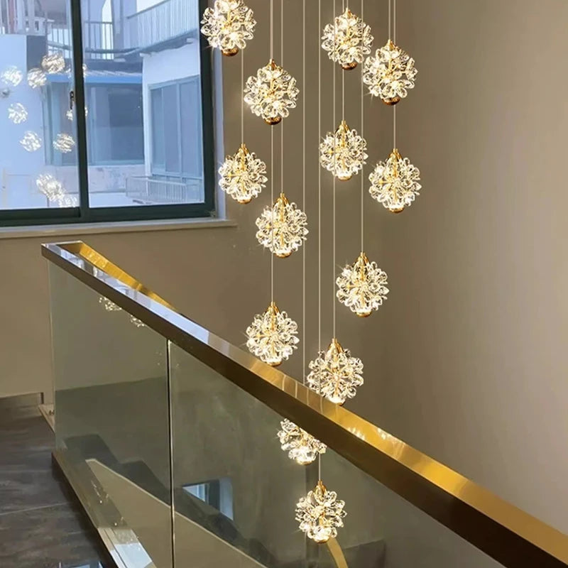 Modern Crystal stair chandelier lights indoor lighting Ceiling lamp hanging light led Chandeliers for living room indoor lightin