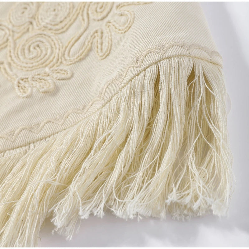 Fashion Vintage Printed Tassel Square Scarf Women Fringe Patchwork Shawl Waist Seal Accessories 2026 Spring Summer Street Shawls